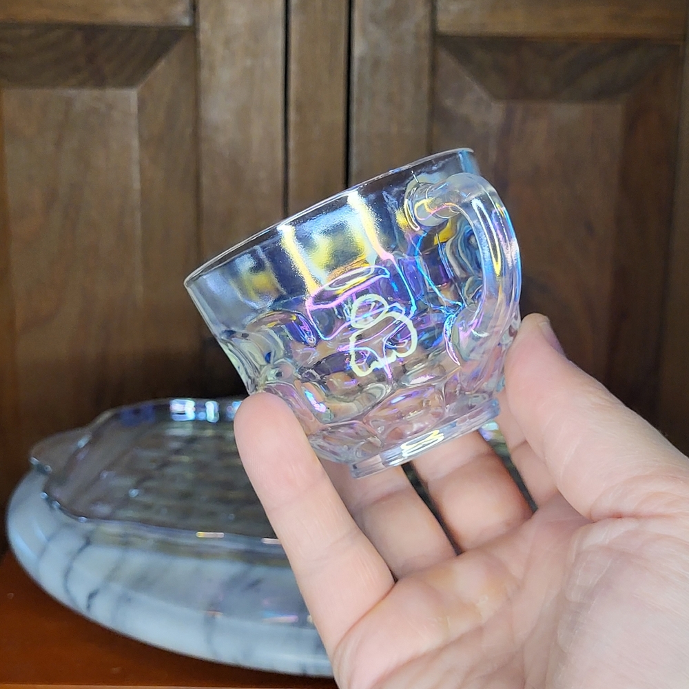 Carnival Glass Snack Tray Set - Picture 10 of 17